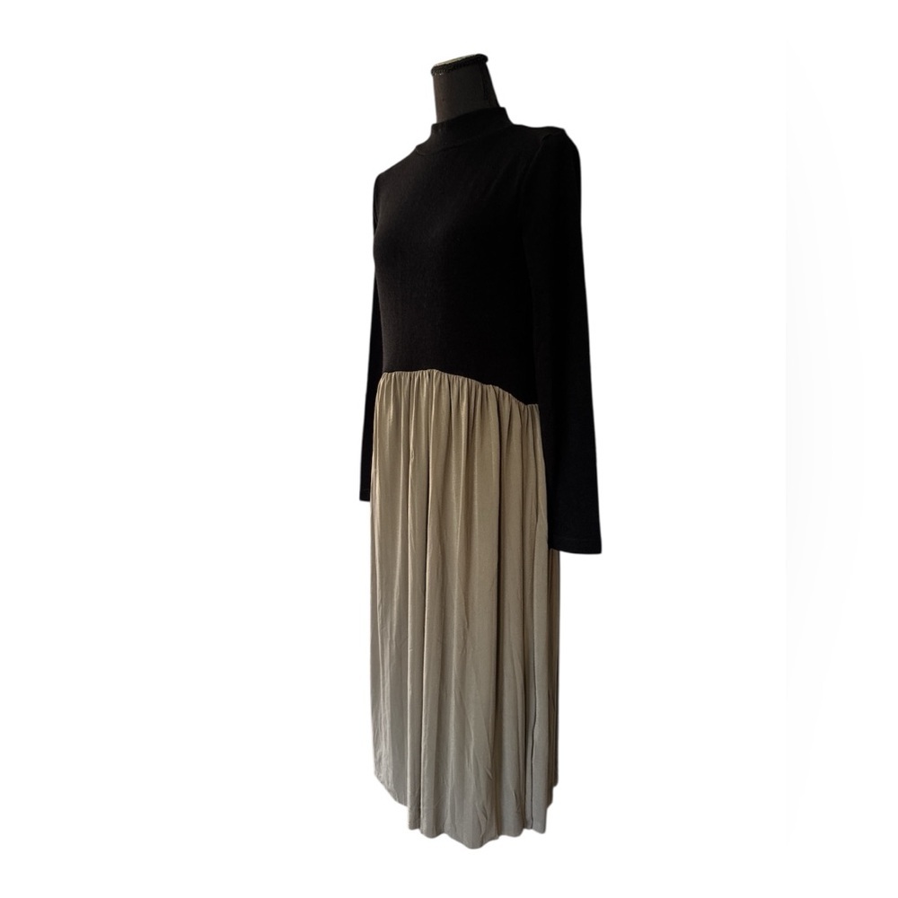 Zara Black and Cream Long Sleeve Dress, Size L - Picture 2 of 8